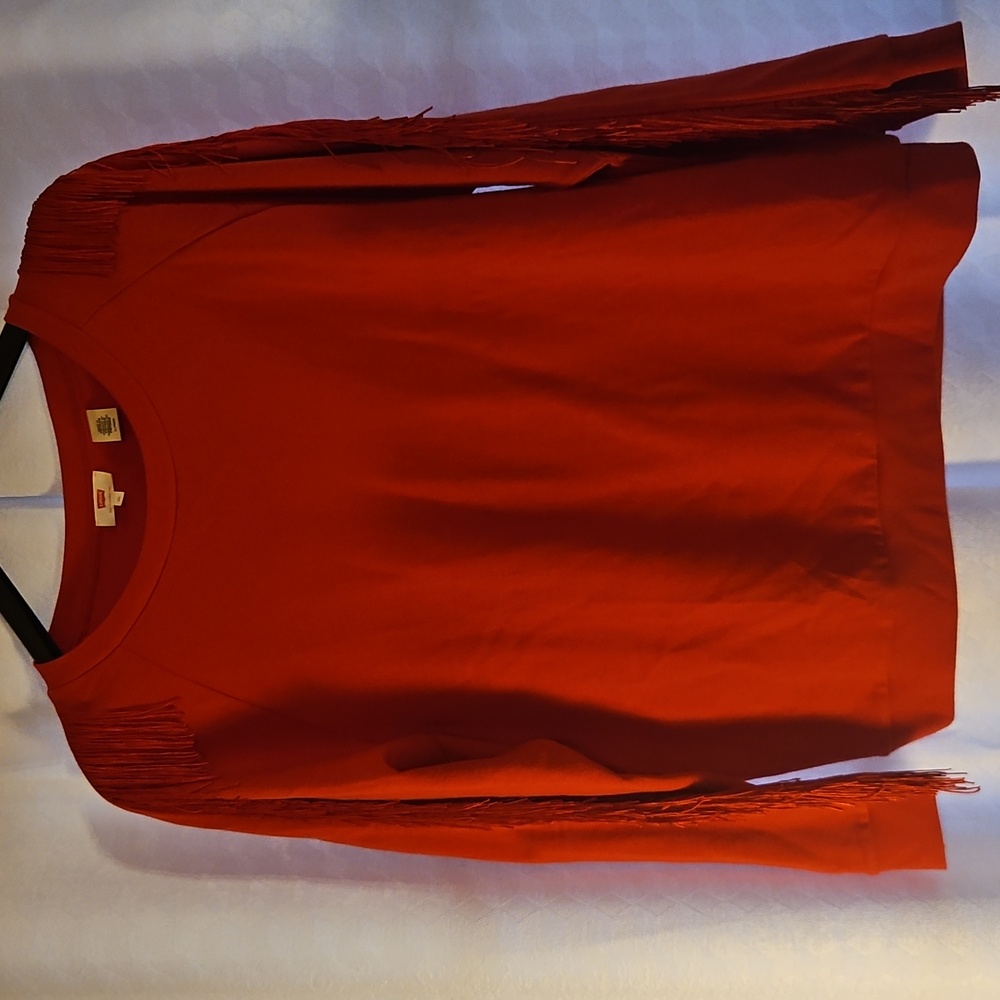 Levis Red Long Sleeve Fringe Top
